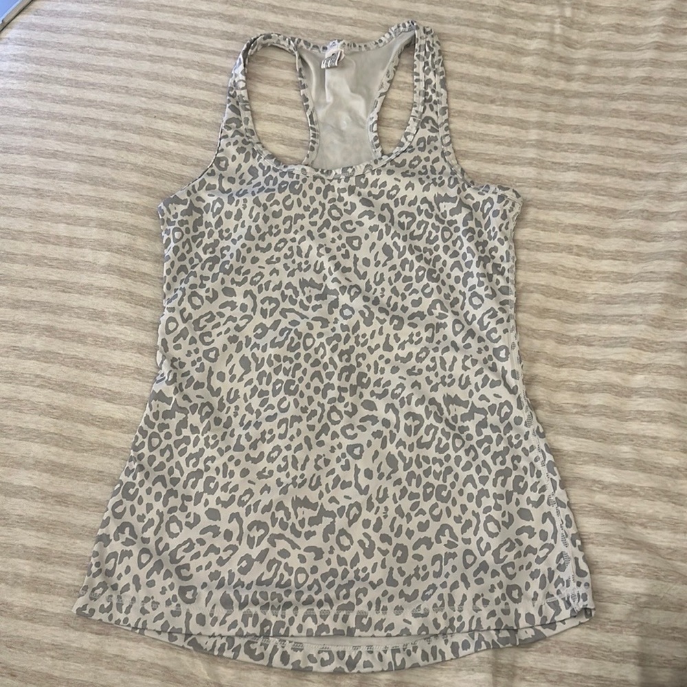 White and gray leopard activewear tank